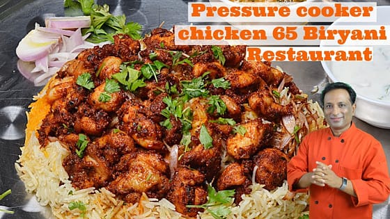 Pressure Cooker Chicken 65 biryani – Chicken 65 Recipe – Lunch box Recipes – Instant Biryani Recipe