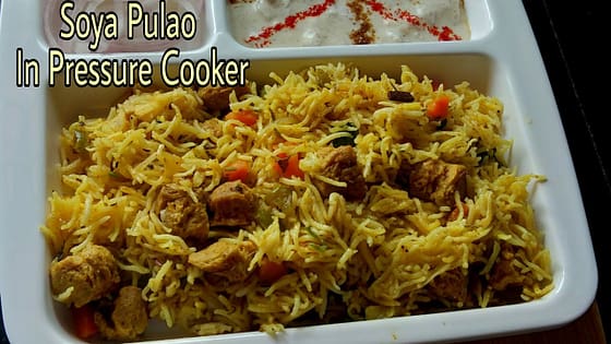 Soya Pulao Recipe In pressure Cooker | Easy Soya Chunks Pulao In cooker