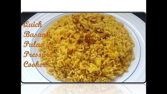 Basanti Pulao Recipe in Pressure Cooker | Bengali Basanti Pulao Recipe | Sweet Yellow Rice Recipe