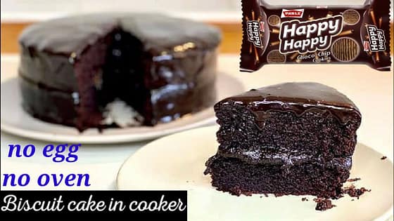 simpal cake recipe || Happy happy biscuit cake in pressure cooker || how to make cake without oven |