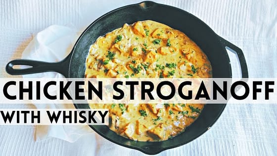 CREAMY Chicken STROGANOFF with WHISKY – restaurant-style Russian pasta dish / chicken recipes