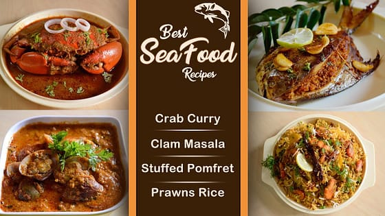 Top Delicious Seafood Recipes | Crab Curry | Clam Masala | Prawns Rice | Stuffed Pomfret | Easy Way