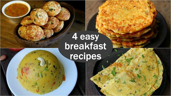 4 easy veg breakfast recipes | quick & healthy breakfast ideas | high protein breakfast